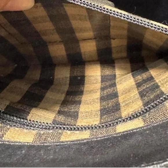 Vintage Brighton Bergson Croc Embossed Leather Bucket Bag Brown Black - Picture 9 of 9